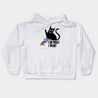 I Do What I Want Funny Cat Coffee Design for Cat Kitty Lovers Kids Hoodie